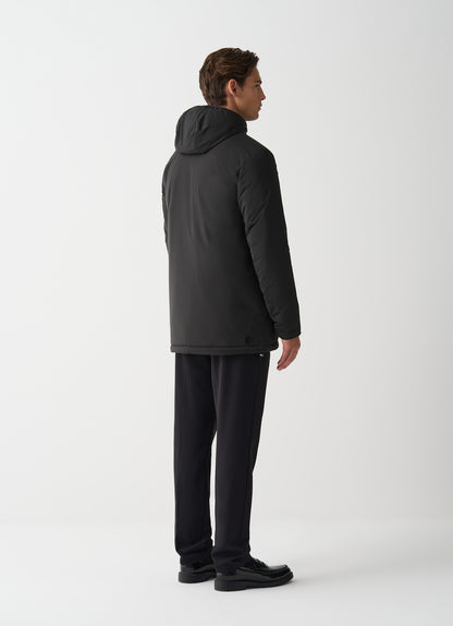 Colmar Giacca lunga uomo stretch nera autunnale con cappuccio fisso