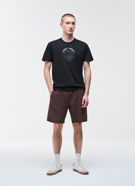 t-shirt Colmar Originals uomo nera con logo vista frontale