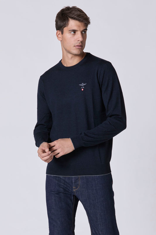 Aeronautica Militare Maglia uomo girocollo in lana merino