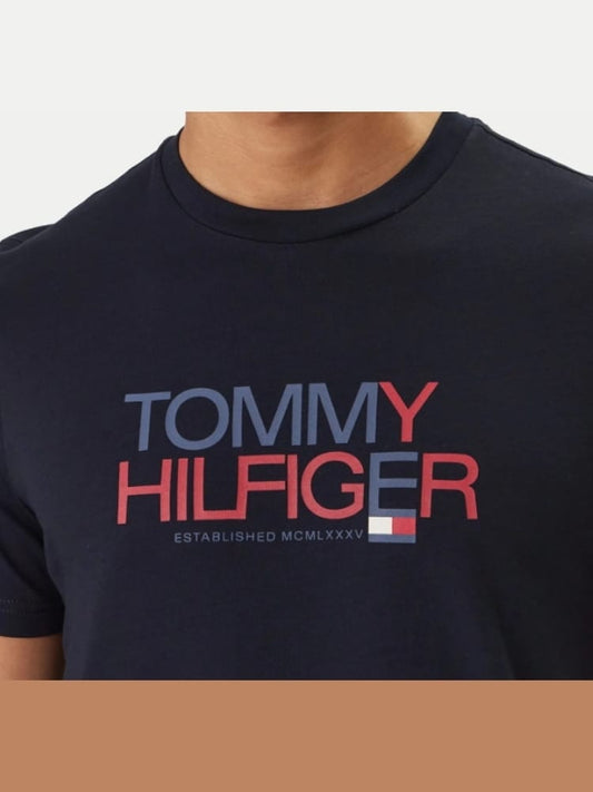 tommy hilfiger t shirt uomo blu dettaglio stampa logo