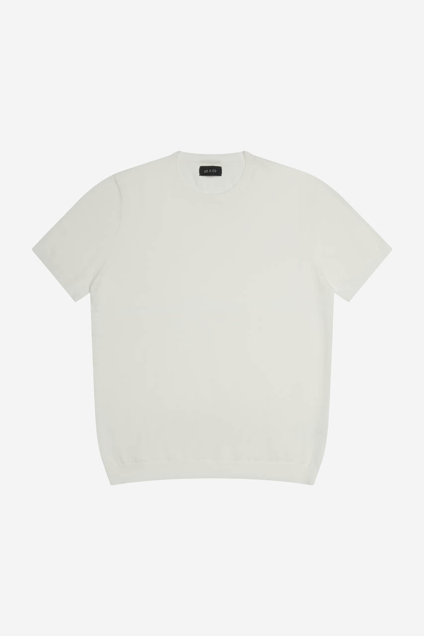 Maglia uomo AT.P.CO girocollo in cotone crêpe bianco vista frontale