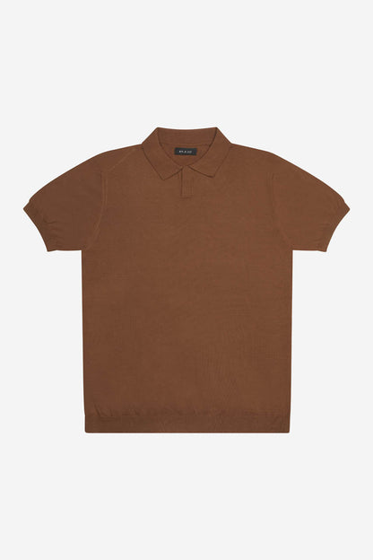 polo uomo AT.P.CO in maglia cotone crêpe manica corta colore marrone vista frontale
