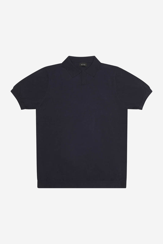 polo uomo AT.P.CO nera in maglia cotone crêpe manica corta vista frontale