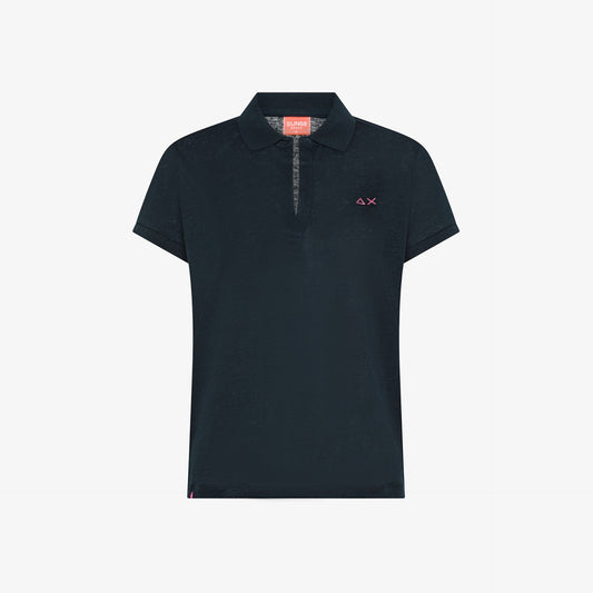 polo donna sun68 lino blu navy