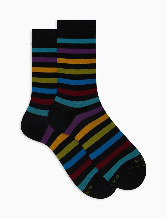 Gallo Women's short socks cotton even stripes grey