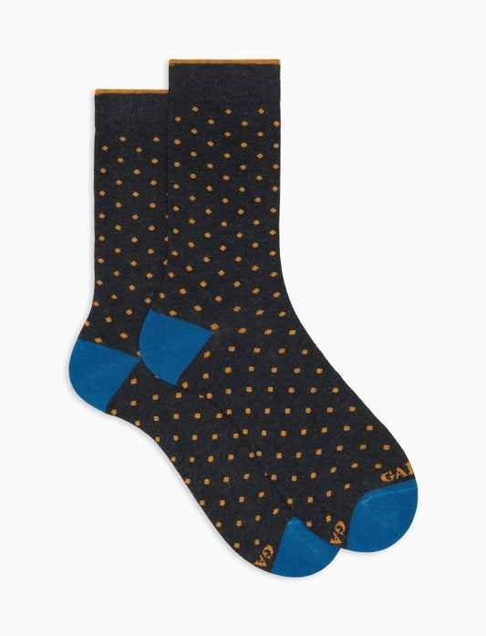 Gallo Calze corte uomo corte  cotone grigio fantasia pois AP103014 11934