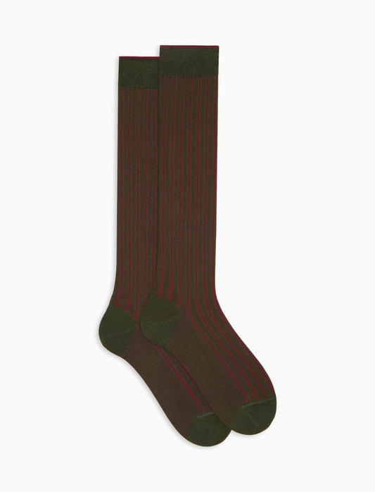 Gallo calze uomo lunghe cotone verde vanisé a coste larghe AP103411 32657