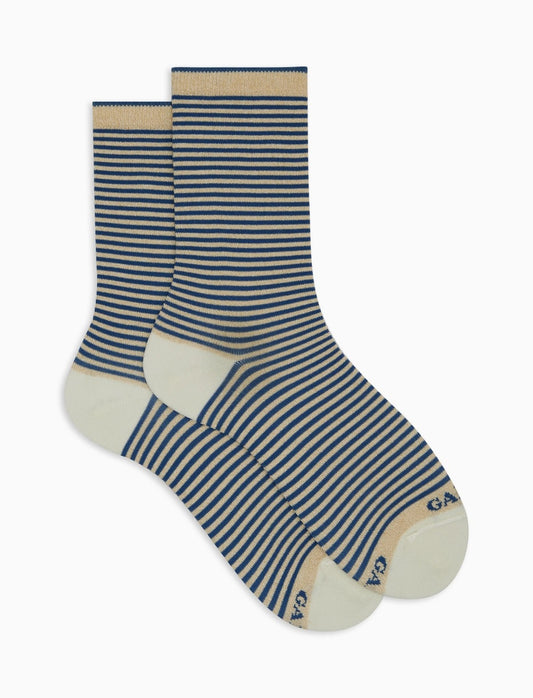 Gallo Women's Socks Cotton and Lurex Windsor Stripes Lurex Beige