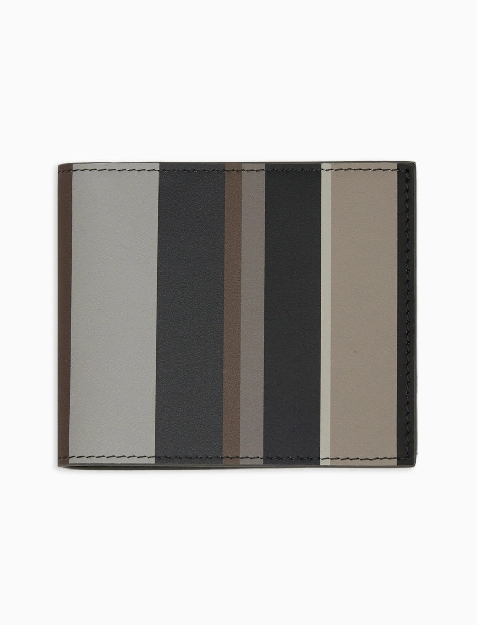 Gallo men's wallet in black leather with multicolor stripes
