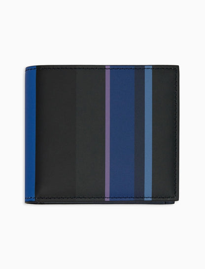 Gallo men's wallet in blue leather with multicolor stripes