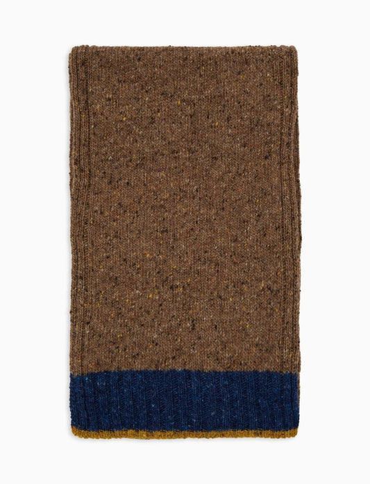 Gallo Sciarpa uomo lana beige tinta unita con bordo in contrasto