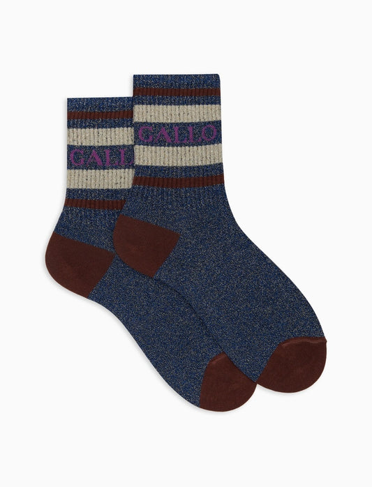 Gallo women's socks short lurex stripes in two colors with writing