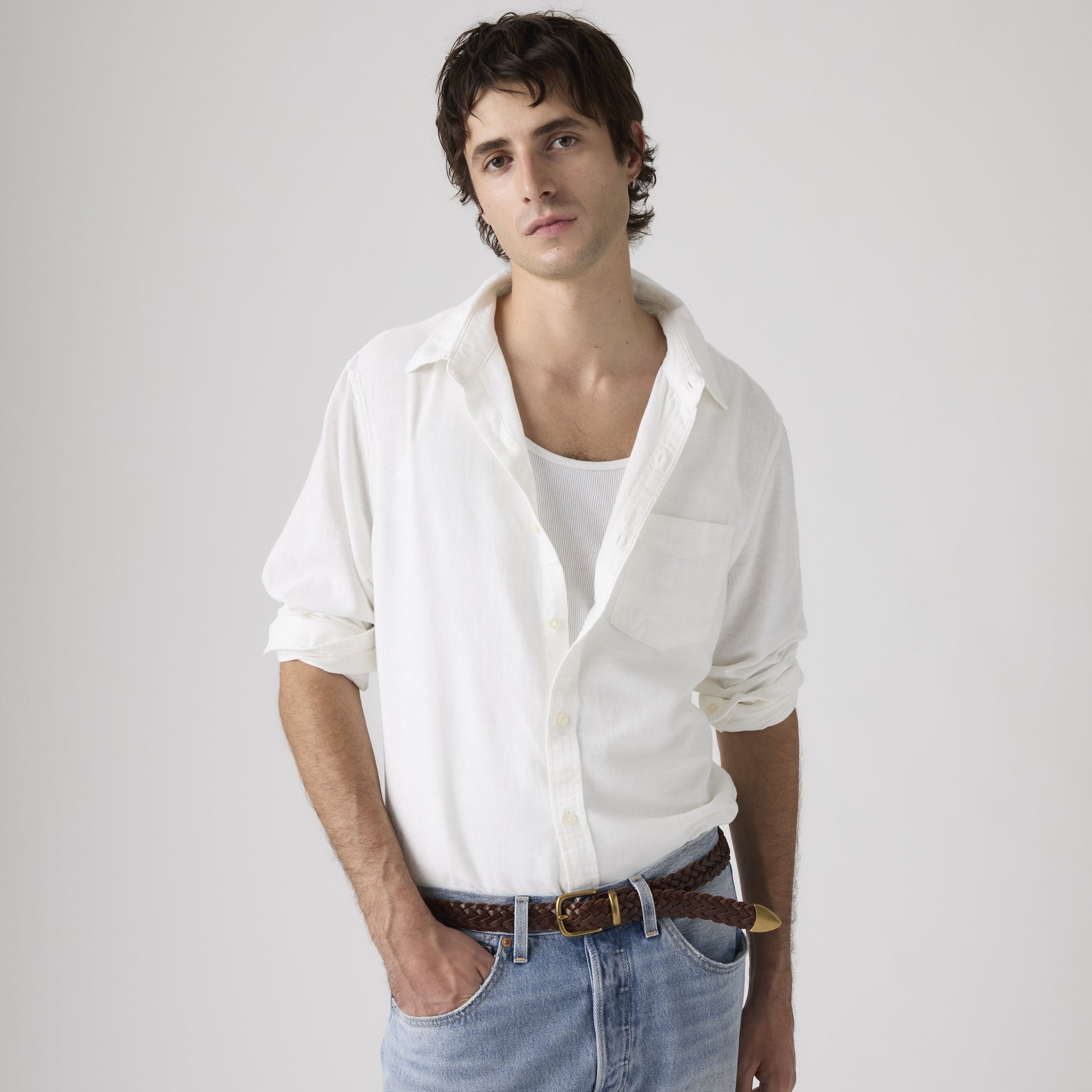 Camicia uomo Levi’s Sunset bianca standard fit con taschino frontale
