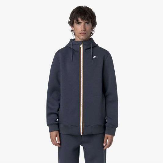 K-WAY Giacca felpa uomo in pile da uomo blu avio con cappuccio regolabile
