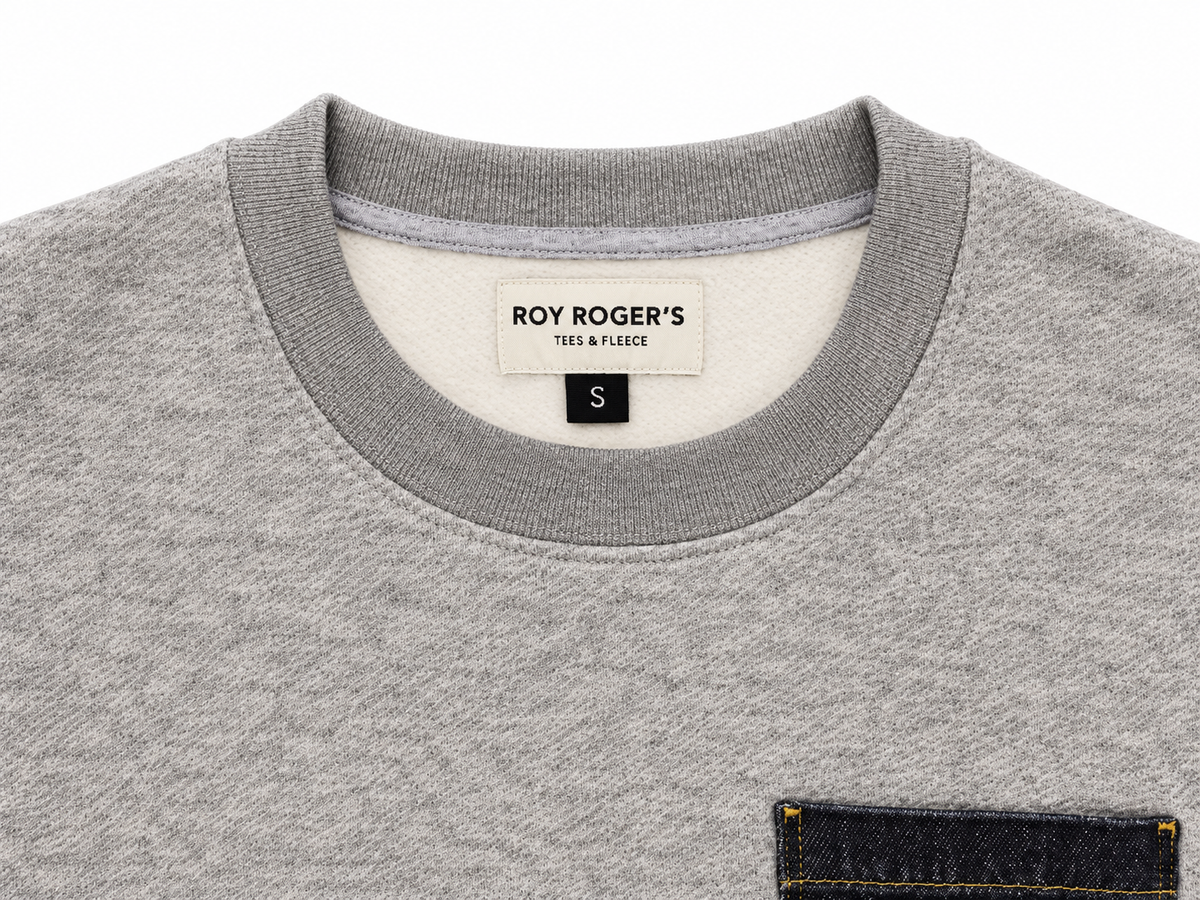 Roy Roger's felpa uomo Crew pocket denim MAN Sweater melange Washed RRU90397CU870124 C0094 - immagine 4