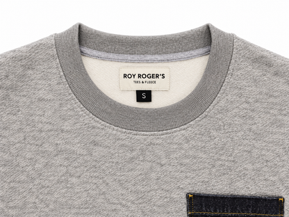 Roy Roger's felpa uomo Crew pocket denim MAN Sweater melange Washed RRU90397CU870124 C0094 - immagine 4
