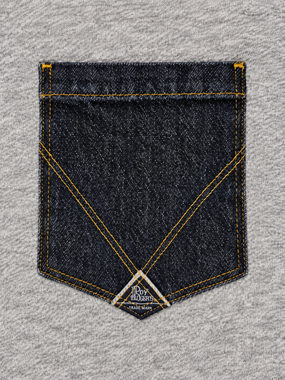Roy Roger's felpa uomo Crew pocket denim MAN Sweater melange Washed RRU90397CU870124 C0094 - immagine 5