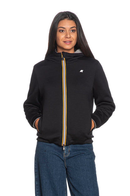 K-WAY DEVA LIGHT SPACER FUR DOUBLE - BLACK PURE-FUR modello K31452W colore DBT indossato, vista frontale