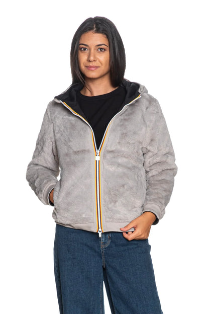 K-Way Giubbotto Donna Deva Light Spacer Fur Double W Da Donna Nero Grigio Medio K31452W-DBT