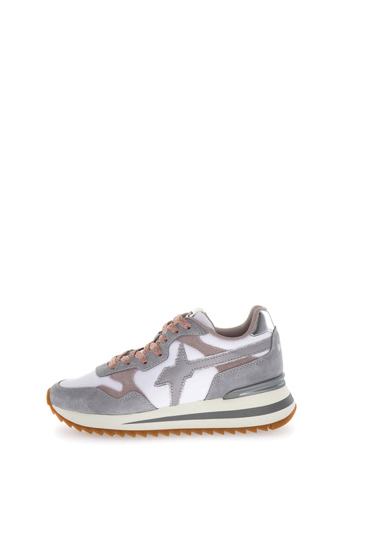 W6yz scarpe donna Home  YAK-W. - Sneakers in tessuto tecnico e suede White - Grey. 2016528233B46