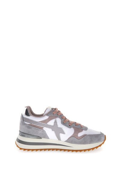 W6yz scarpe donna Home  YAK-W. - Sneakers in tessuto tecnico e suede White - Grey. 2016528233B46