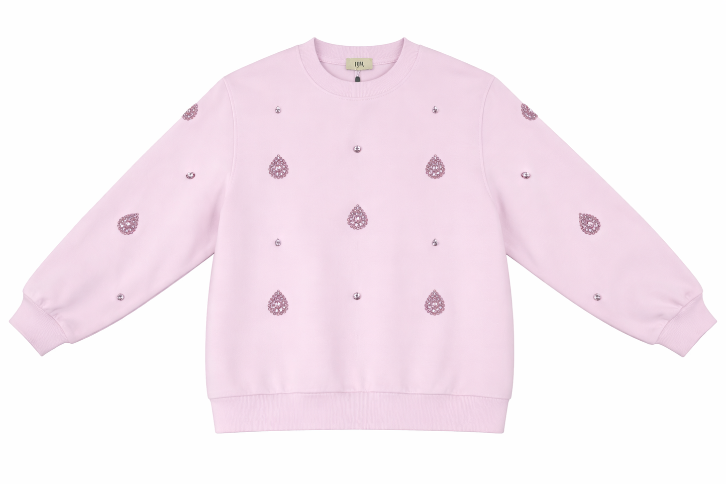 Jijil women's pink sweatshirt with decorative appliqués