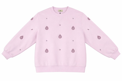 Jijil women's pink sweatshirt with decorative appliqués