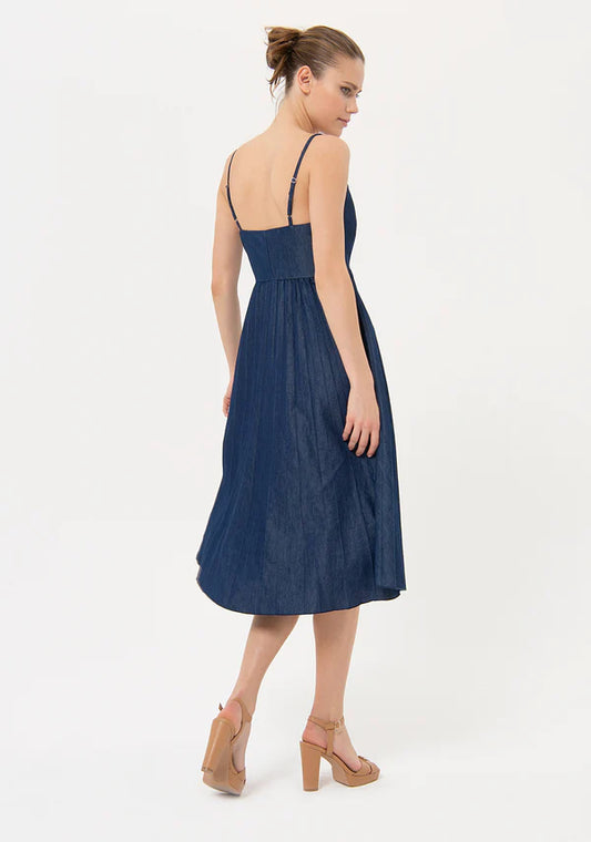 Fracomina Abito donna mini dress plisse' bluedenim