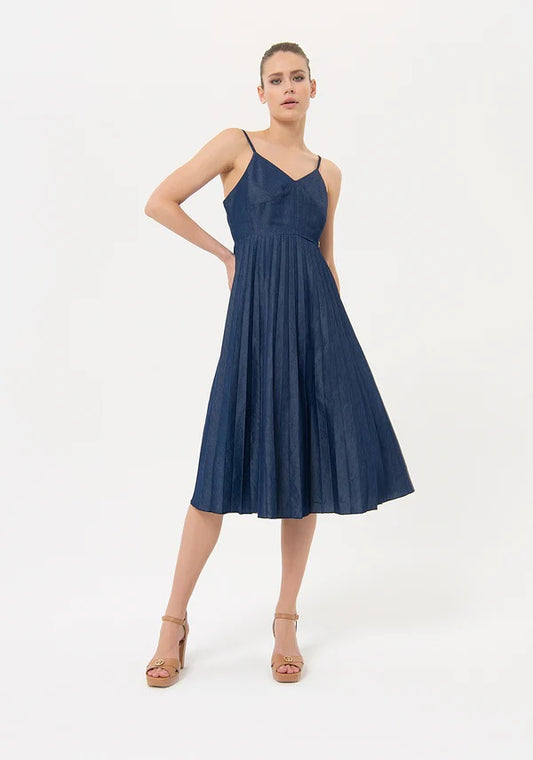 Fracomina Abito donna mini dress plisse' bluedenim