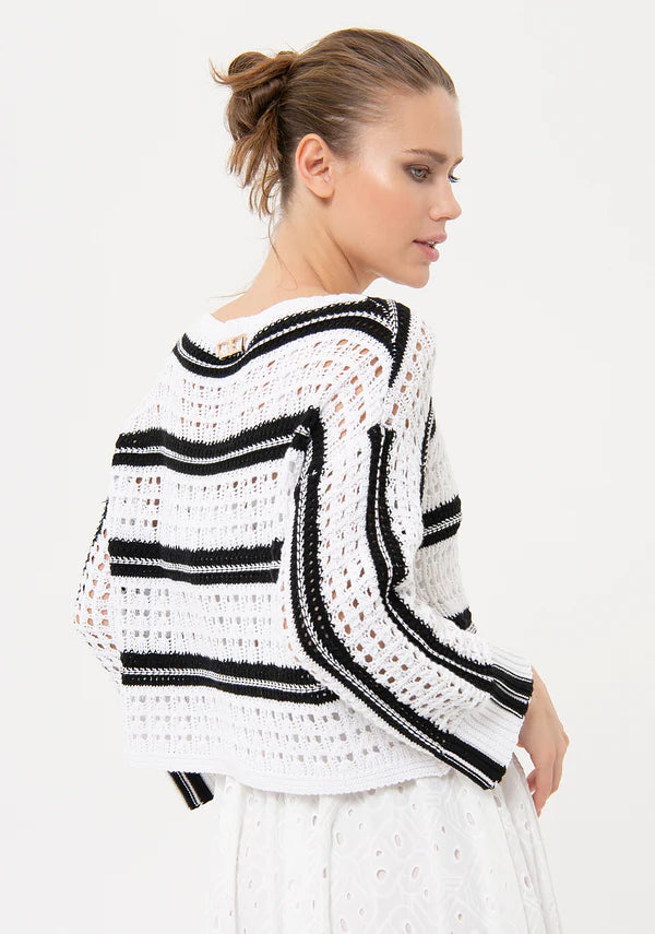 Fracomina striped knitted sweater whiteblack maglia donna