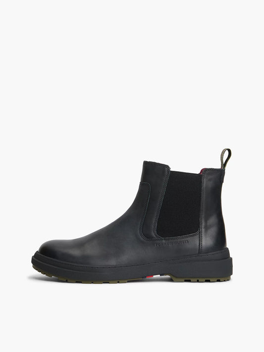 Tommy Hilfiger scarpe uomo Stivaletti Chelsea outdoor in pelle con interno caldo FM0FM05958BDS