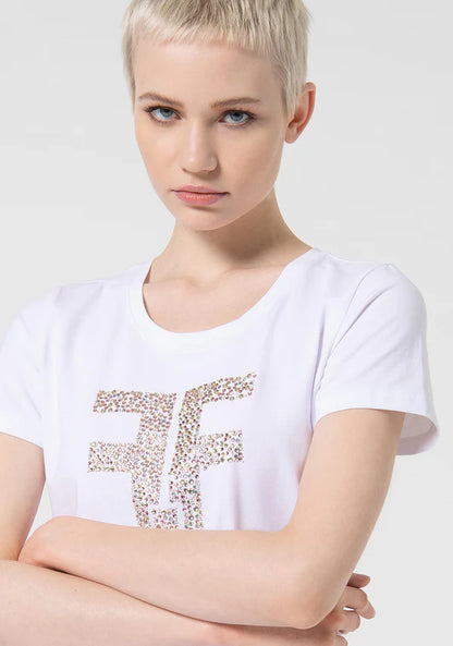 Fracomina logo slim t-shirt donna white