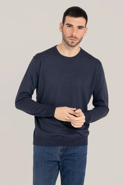 PrIvati Firenze Maglia uomo Girocollo fin 14 tinta acidato FX1130/001 NAVY