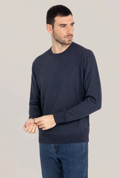 PrIvati Firenze Maglia uomo Girocollo fin 14 tinta acidato FX1130/001 NAVY