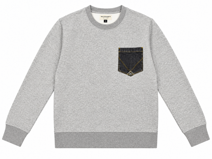 Roy Roger's felpa uomo Crew pocket denim MAN Sweater melange Washed RRU90397CU870124 C0094 - immagine 1