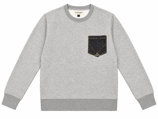 Roy Roger's felpa uomo Crew pocket denim MAN Sweater melange Washed RRU90397CU870124 C0094 - immagine 1