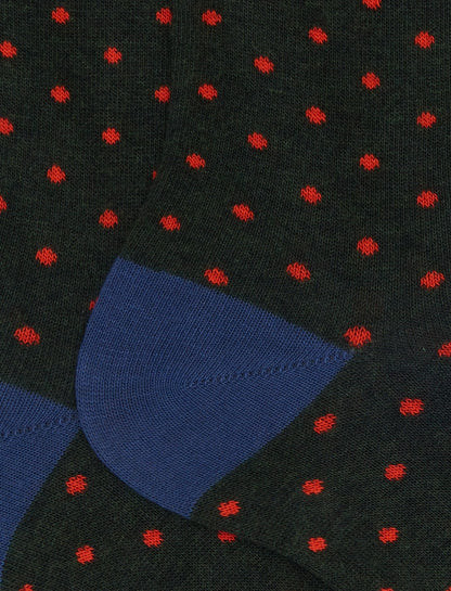 Gallo calze uomo corte corte cotone verde fantasia pois AP103014 32654