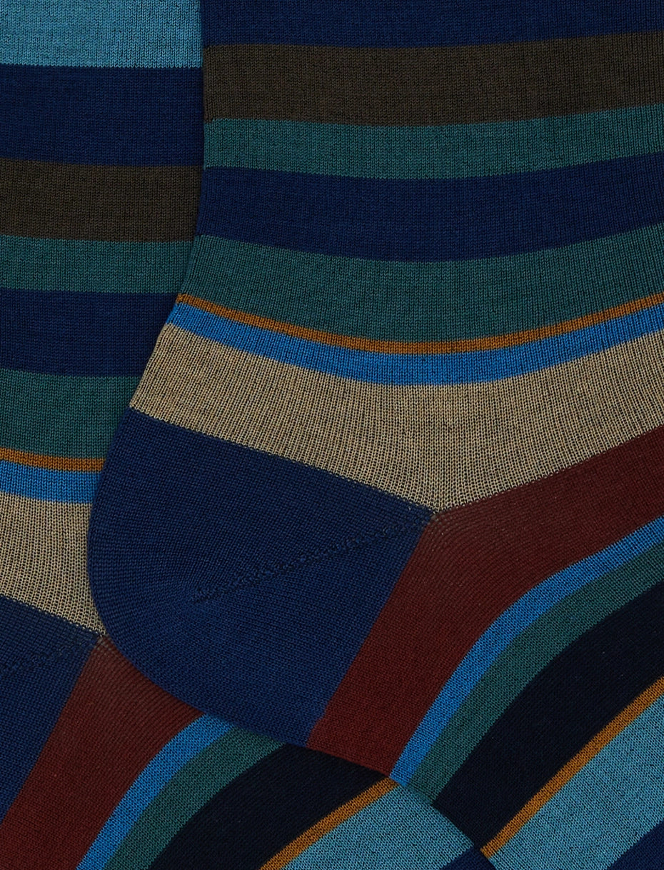 Gallo Calze uomo corte cotone righe multicolor blu