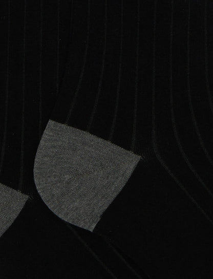 Gallo calze uomo lunghe cotone nero tinta unita con contrasti AP511053 12435