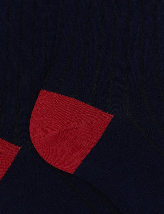 Gallo men's long socks in solid blue cotton with contrasts AP511053 12726