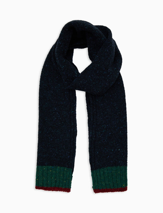 Rooster Men's Scarf Wool Blue Solid Color with Contrasting Edge