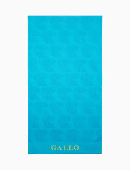 Telo Mare Unisex in Cotone Tinta Unita con Logo Gallo