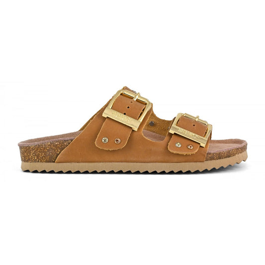 Colors of California Sandalo doppia fascia in nabuk con strass scarpe donna HC.BIO501/NAT