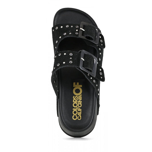 Colors of California Sabot zeppa con soletto anatomico e strass scarpe donna HC.DUNE05/BLA