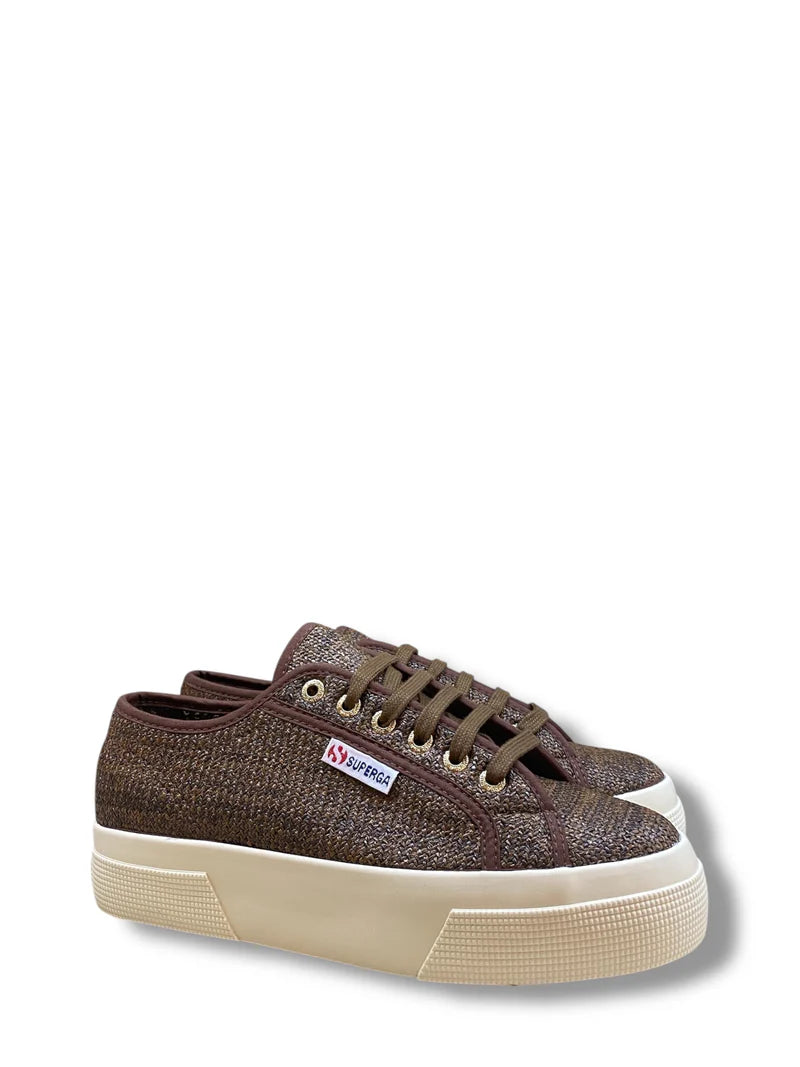Scarpe Superga 2740 donna in raffia con suola alta