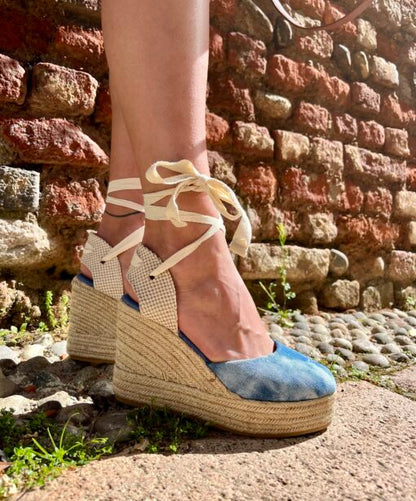 Colors of California Wedge Sandals Platform Fabric Light Blue Ethnic
 women's shoes