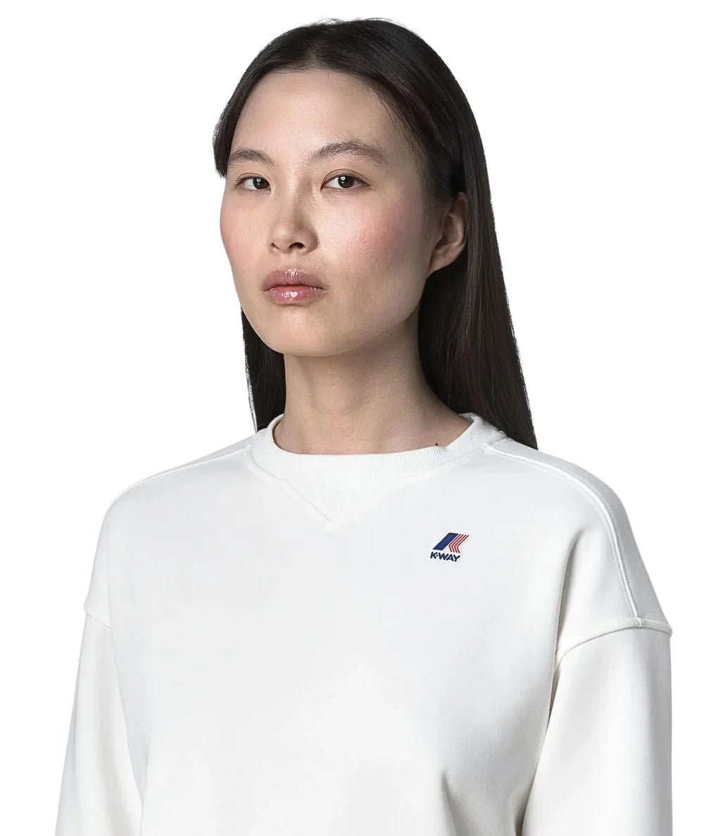 K-Way Felpa Donna Girocollo Noella Brushed Pc K6127MW 490 Bianco