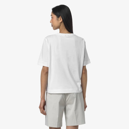 K-WAY T-Shirt donna Casual in Cotone Donna Grigia e Bianca per Uso Quotidiano