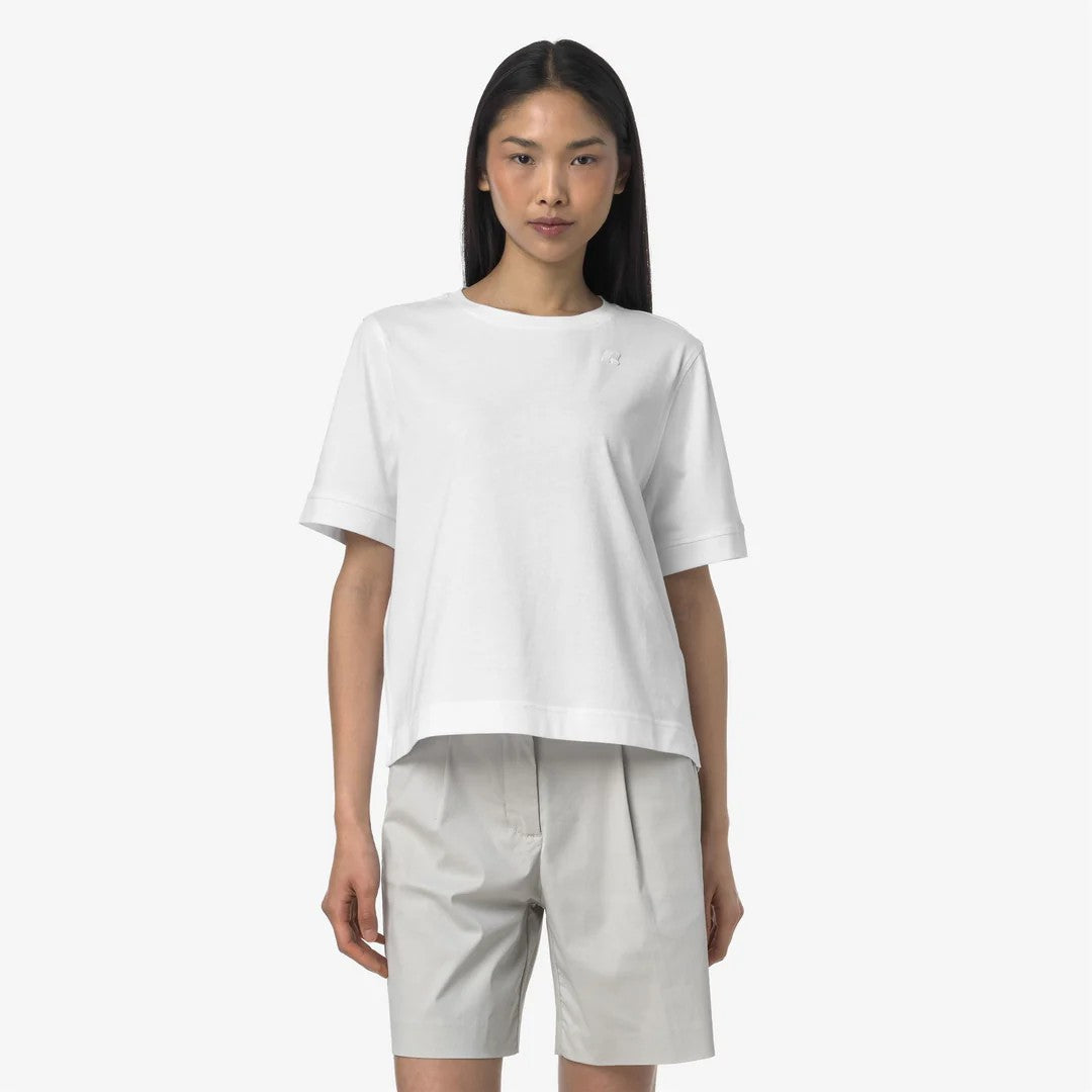 K-WAY T-Shirt donna Casual in Cotone Donna Grigia e Bianca per Uso Quotidiano_3