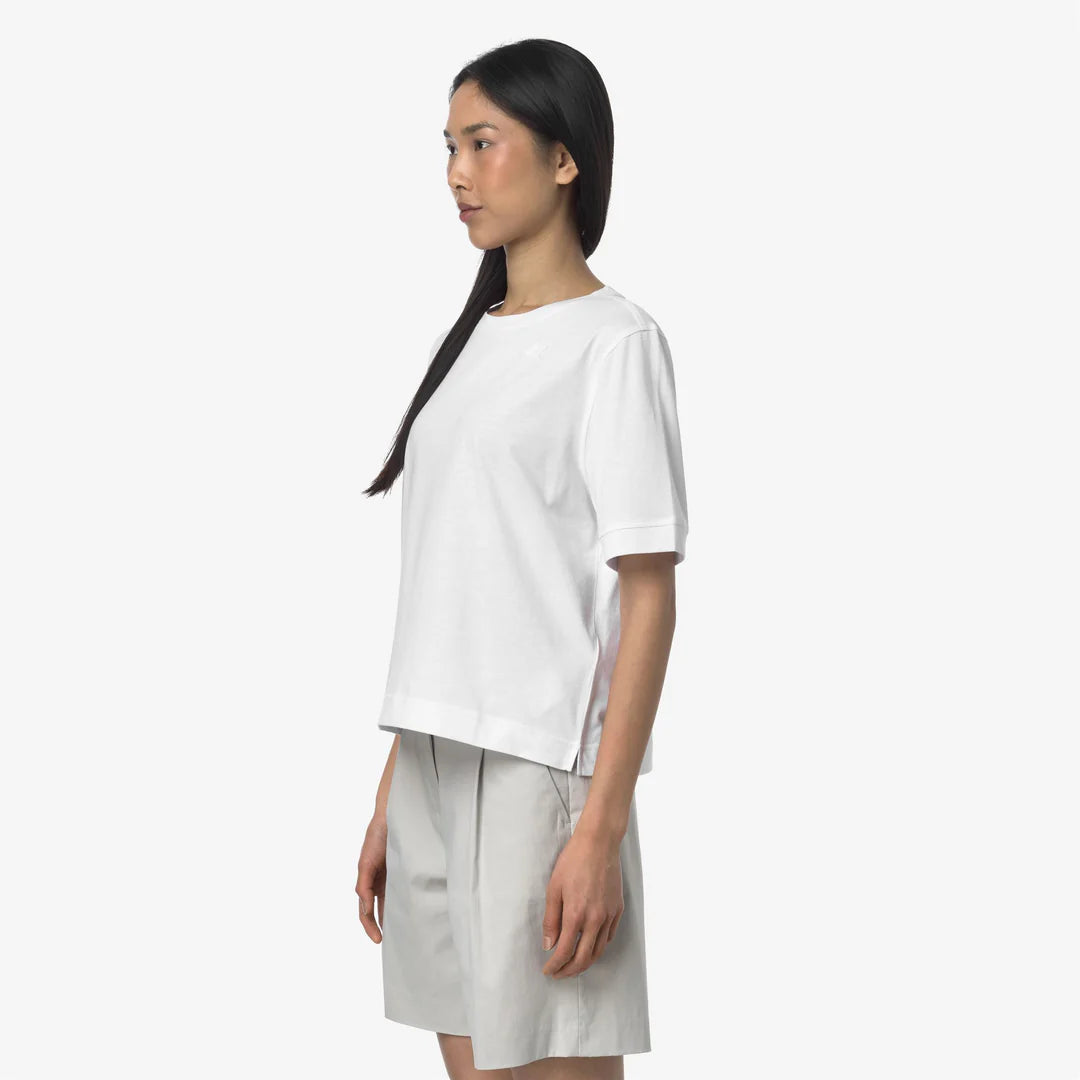K-WAY T-Shirt donna Casual in Cotone Donna Grigia e Bianca per Uso Quotidiano_4